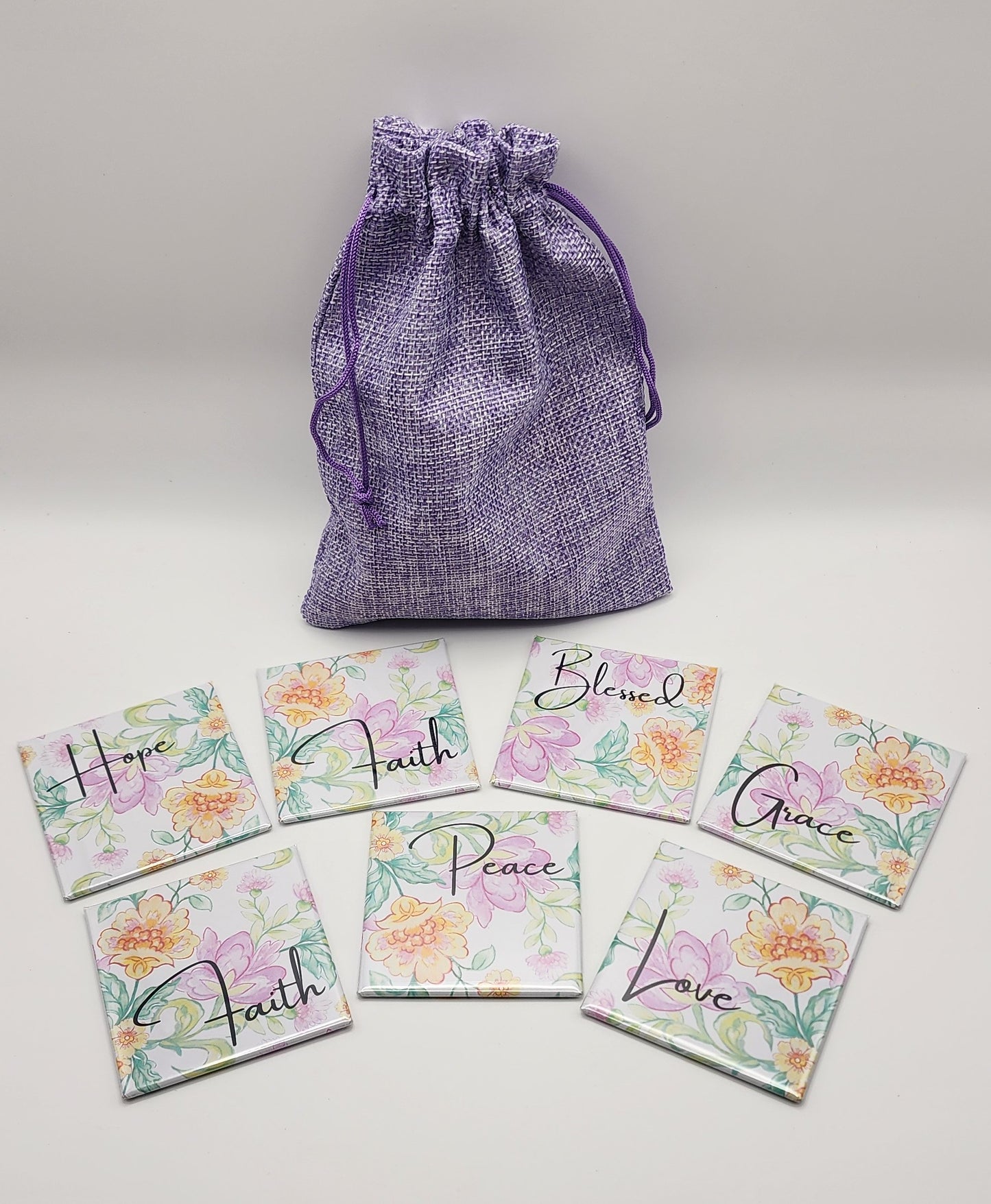 Inspirational Words on Floral Magnets