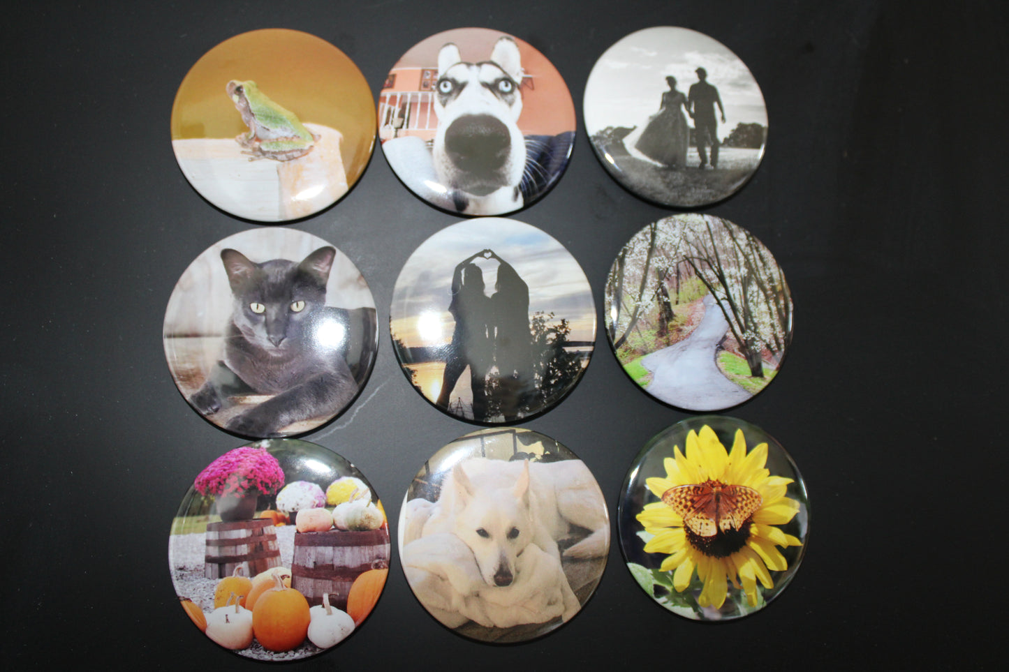 Hand Pressed Photo Magnets - 9 PC Set