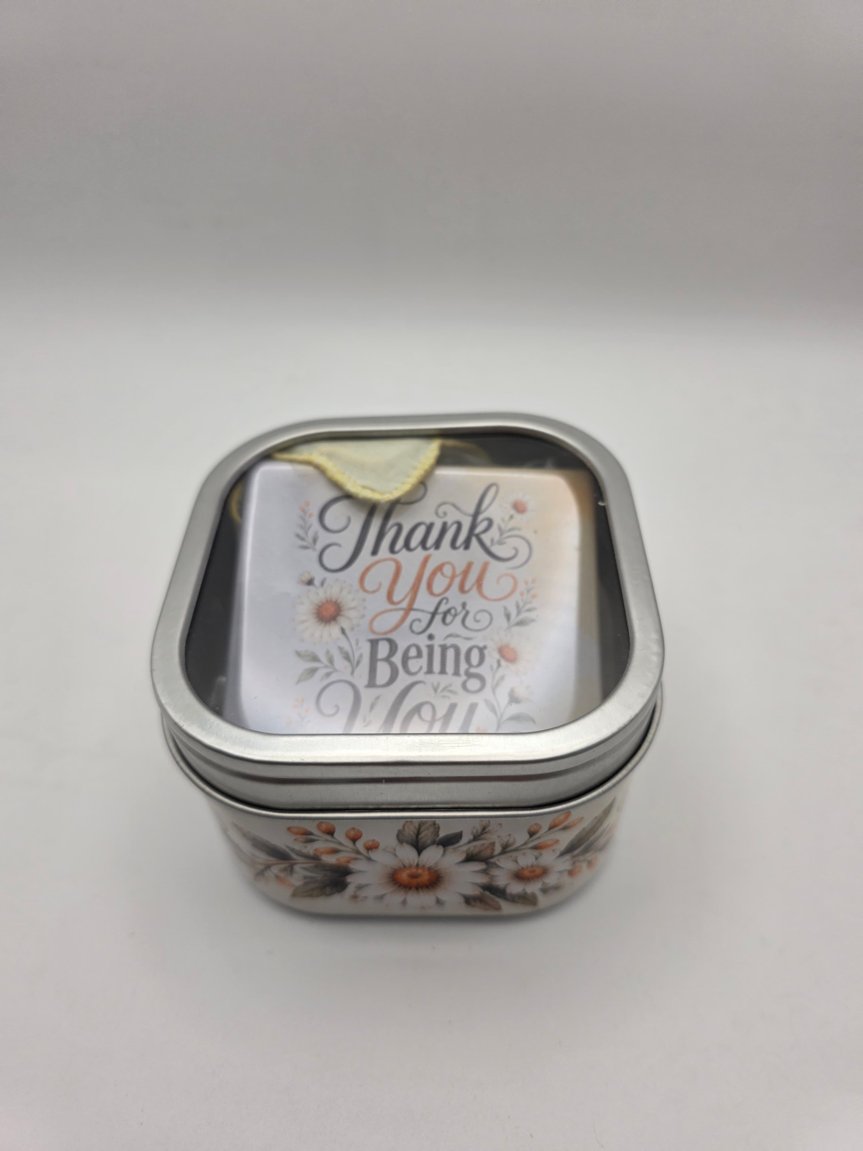 Gift Tin Yellow & Gray Floral 4