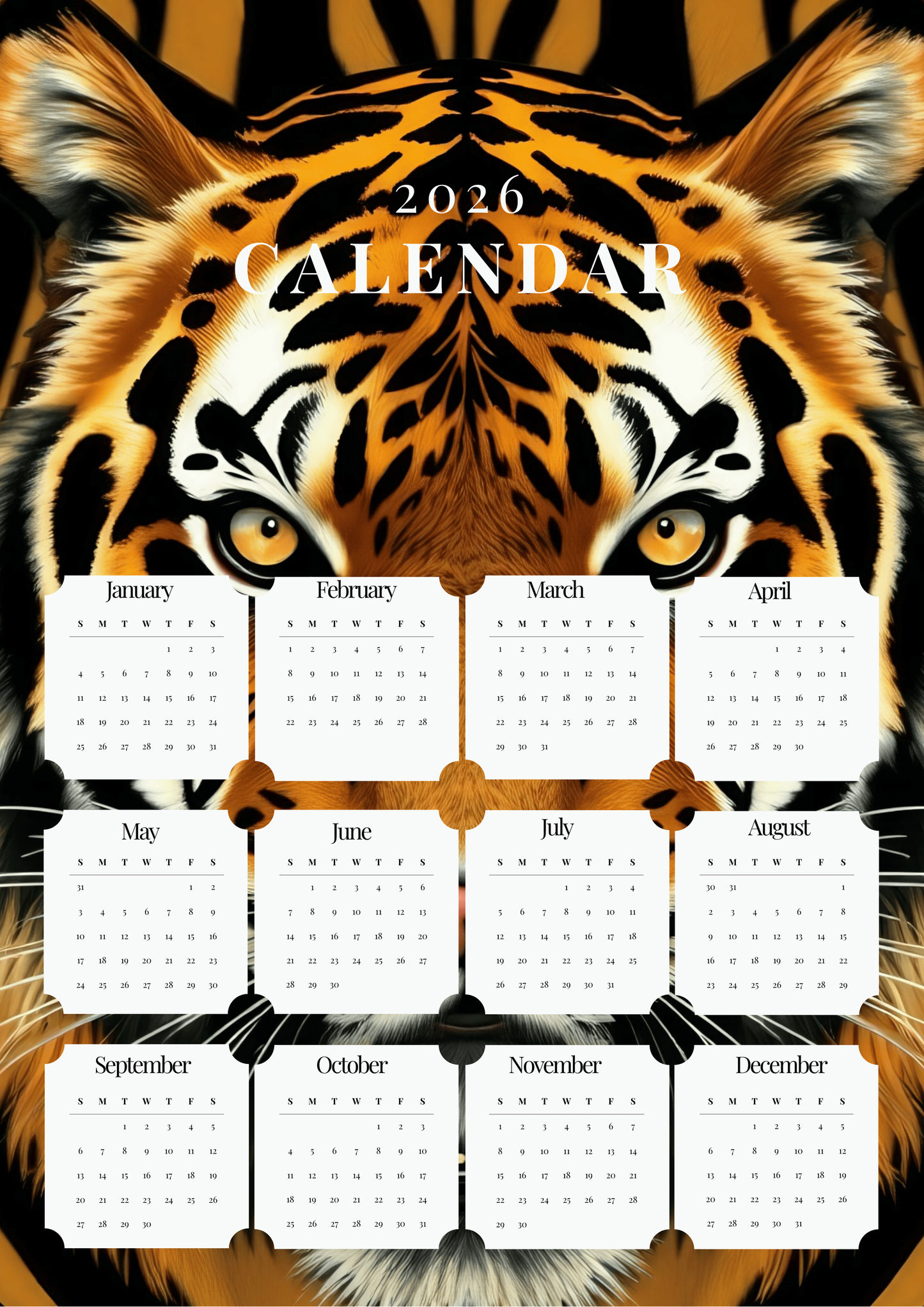 2026 Stock Magnetic Calendar - Macon Tiger Maws Fundraiser